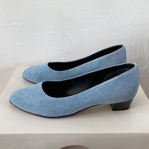 American Apparel Leslie Light Blue Denim Heels